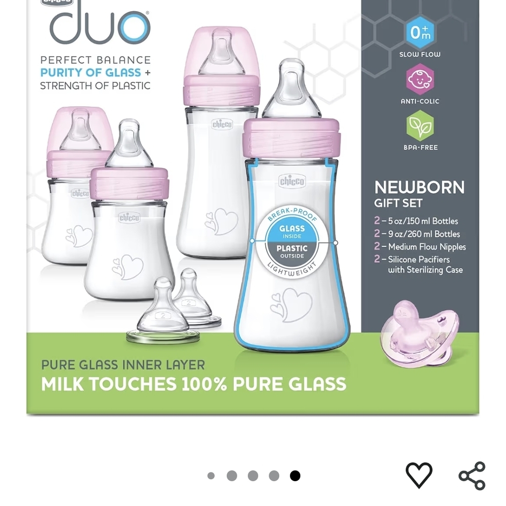 Chicco Pink Glass-Inner Baby Bottle